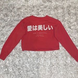 Japanese “Love is Beautiful” Crop Long Sleeve